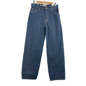 Levis Premium Baggy Dad Jeans dark blue pinstripe loose sz 26